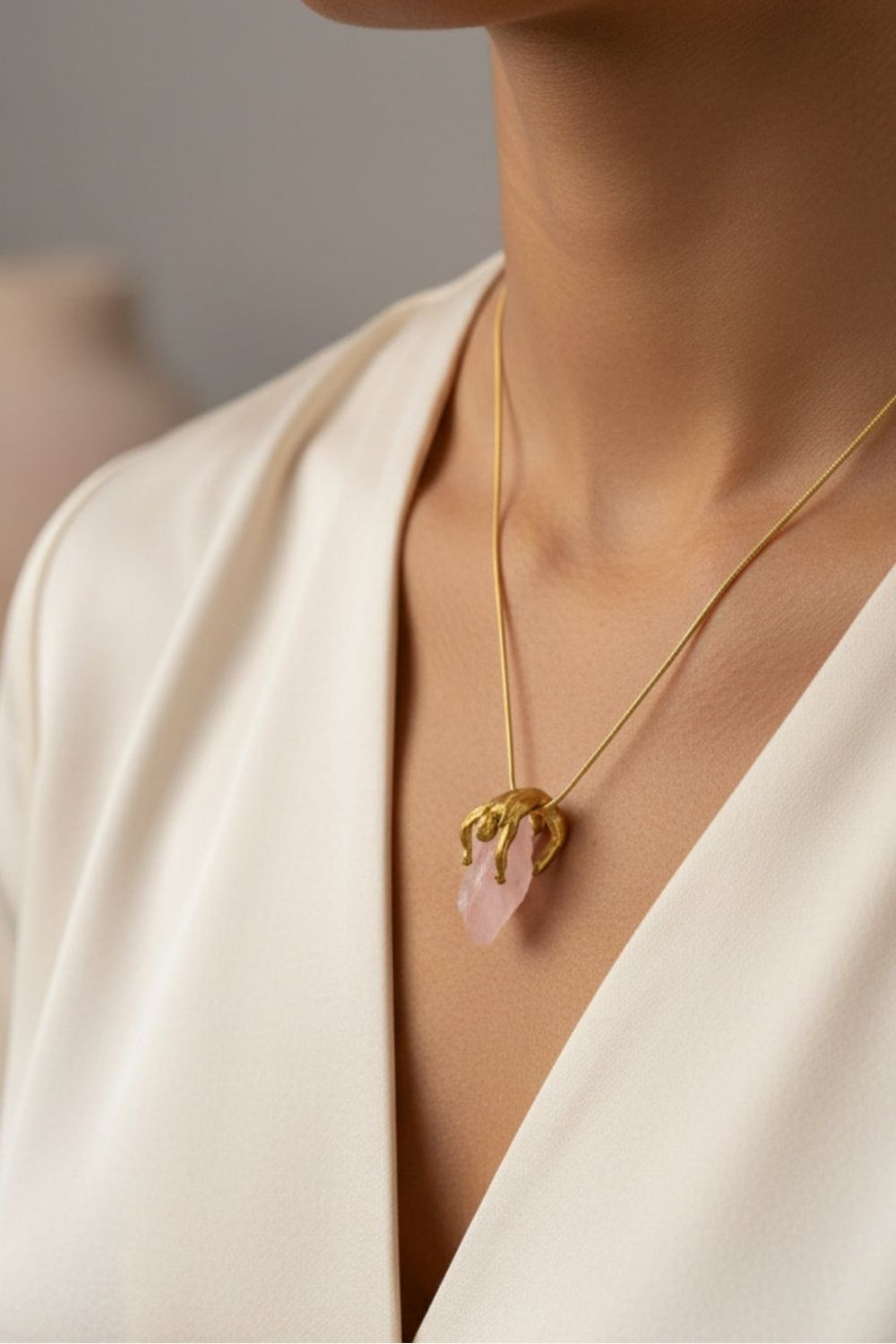 Luxury Rose Quartz Lover Mini Necklace inspired by love and emotional connection