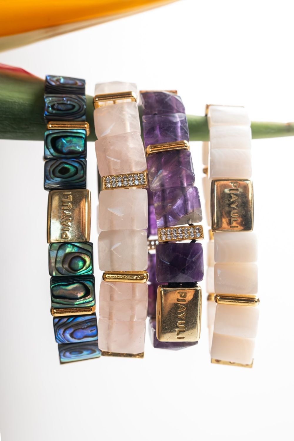 Gold plated Zazel detail on the Rose Quartz Natural Stone Love Bracelet