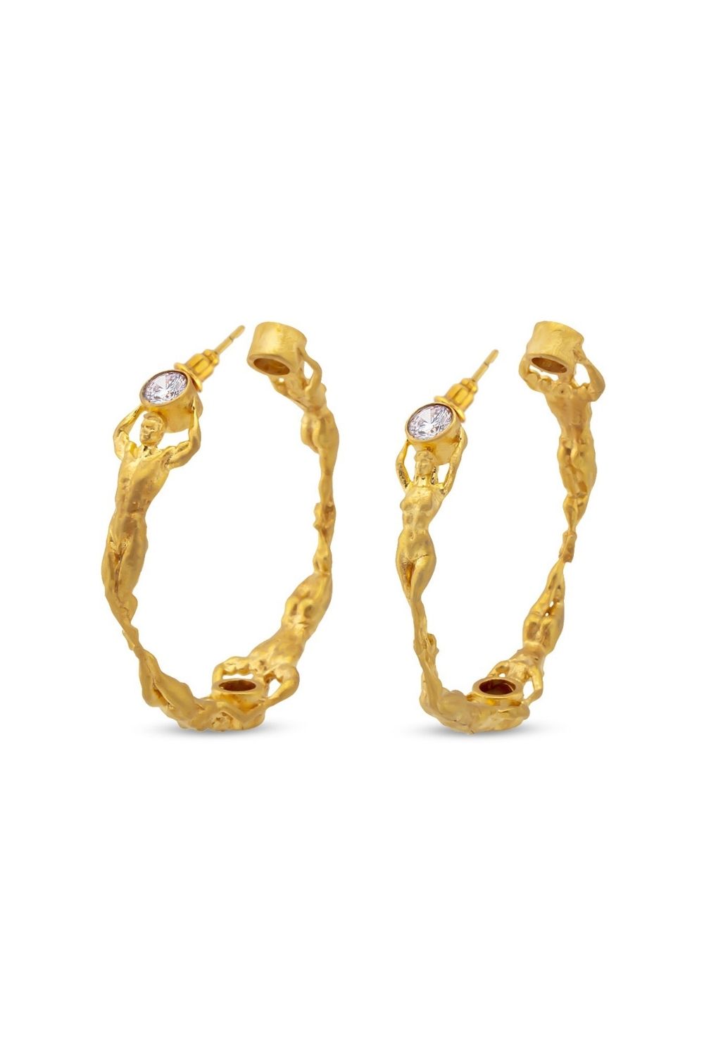 Close-up detail of the Soulmate Hoop Earrings featuring zircon stones