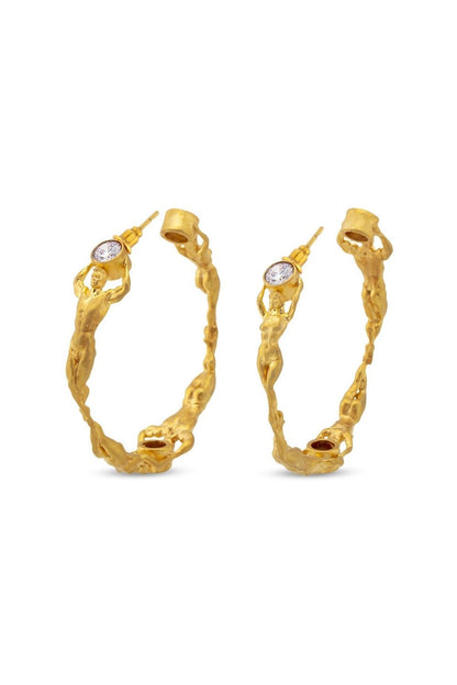 Close-up detail of the Soulmate Hoop Earrings featuring zircon stones
