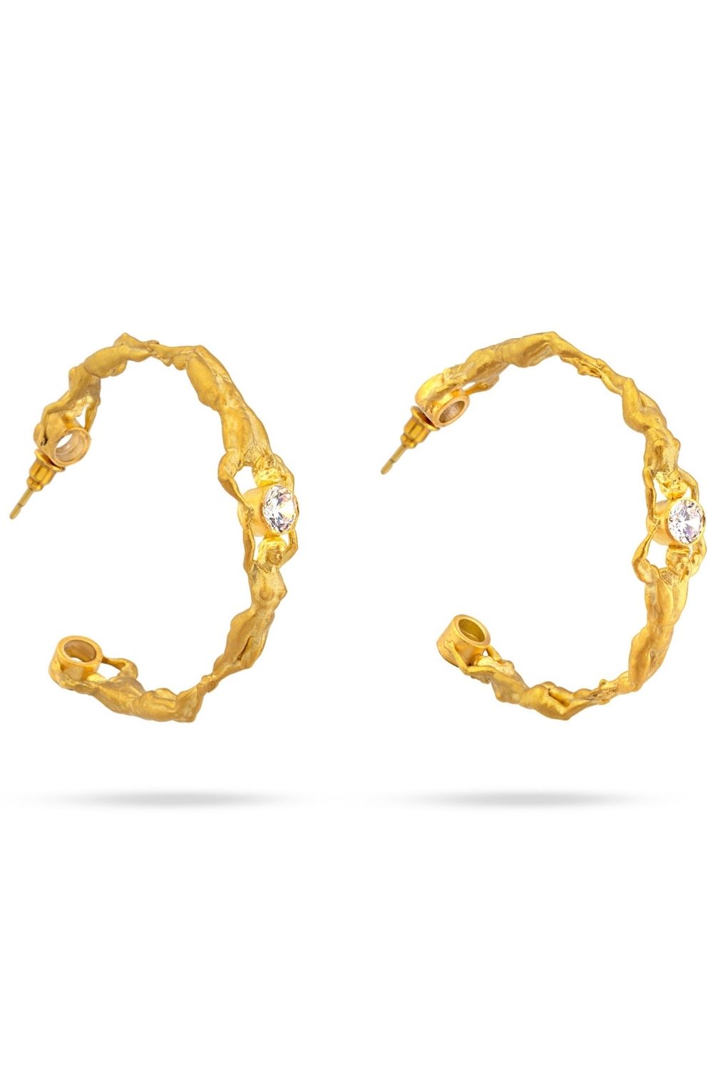 Piayuli Soulmate Hoop Earrings handcrafted in 22K gold plated brass