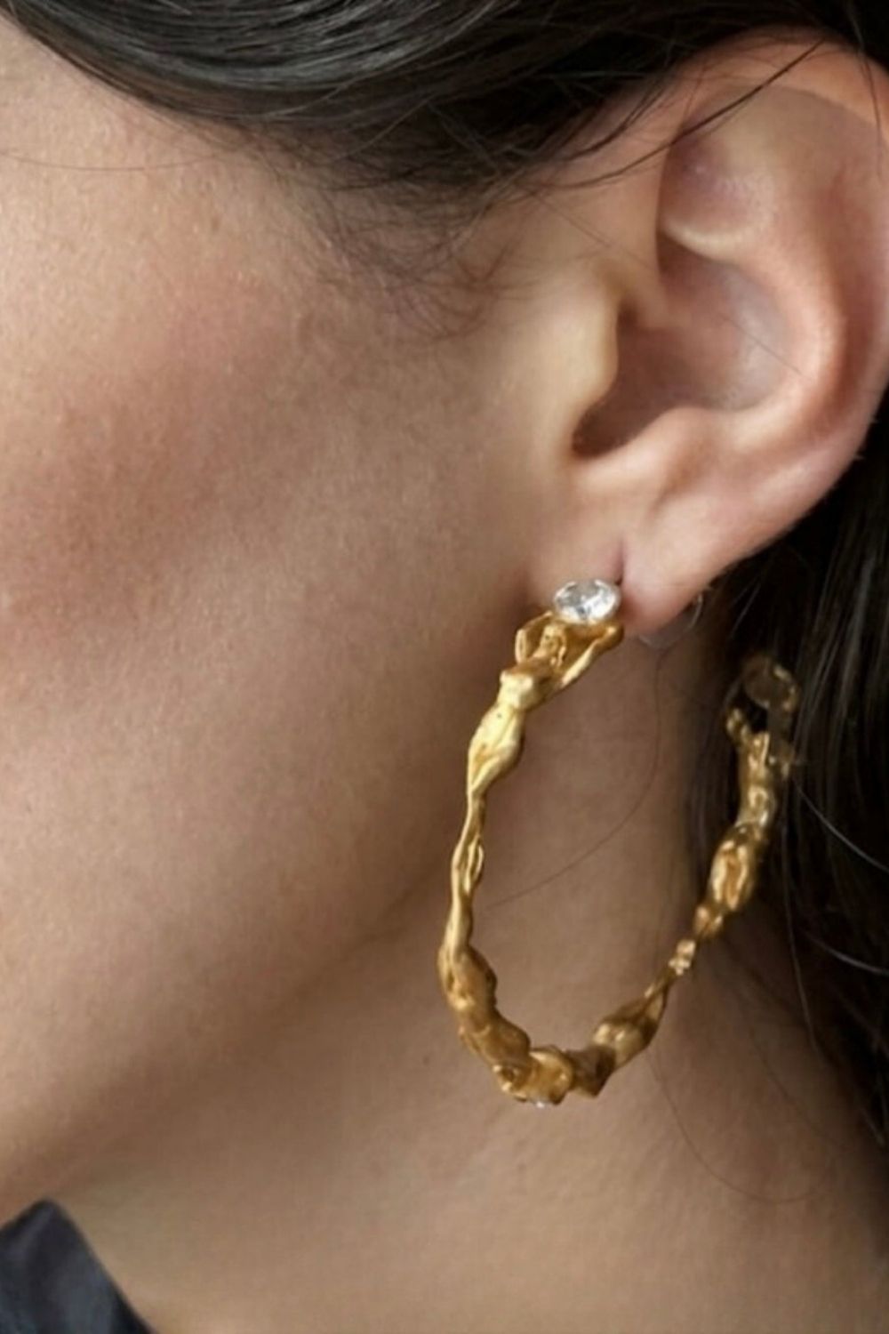 Side profile of the Soulmate Hoop Earrings showcasing craftsmanship