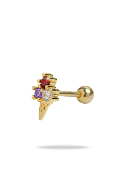 Diamond amethyst and ruby gemstones on Triple Scoop Ice Cream Baby Earrings