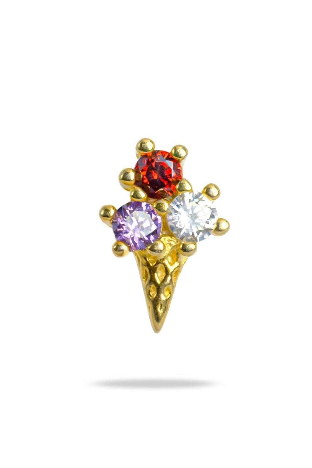 Triple Scoop Ice Cream Baby Earrings handmade in 18K gold by Piayuli