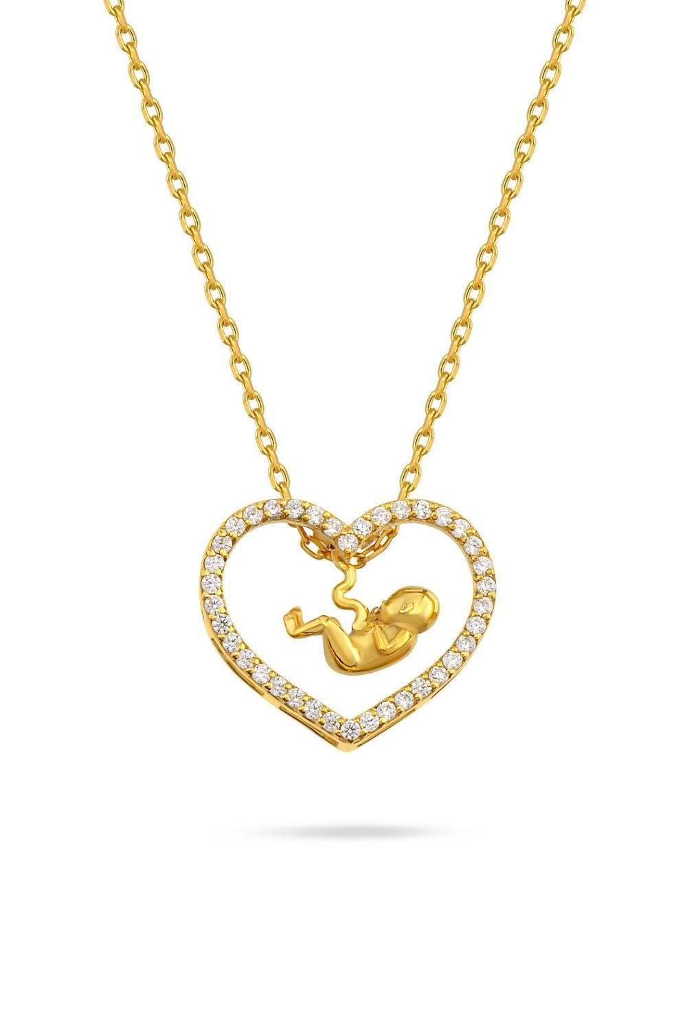 Piayuli Ultra Baby Necklace handcrafted in 14K gold with custom baby sculpture
