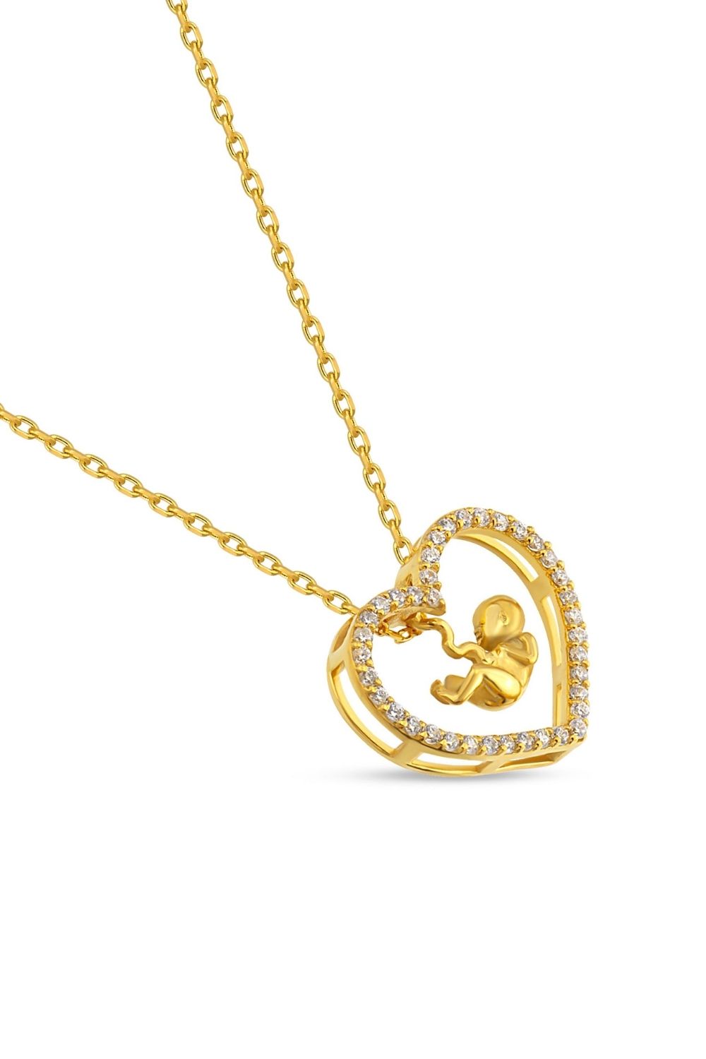 Heart shaped Ultra Baby Necklace featuring baby sculpture detail
