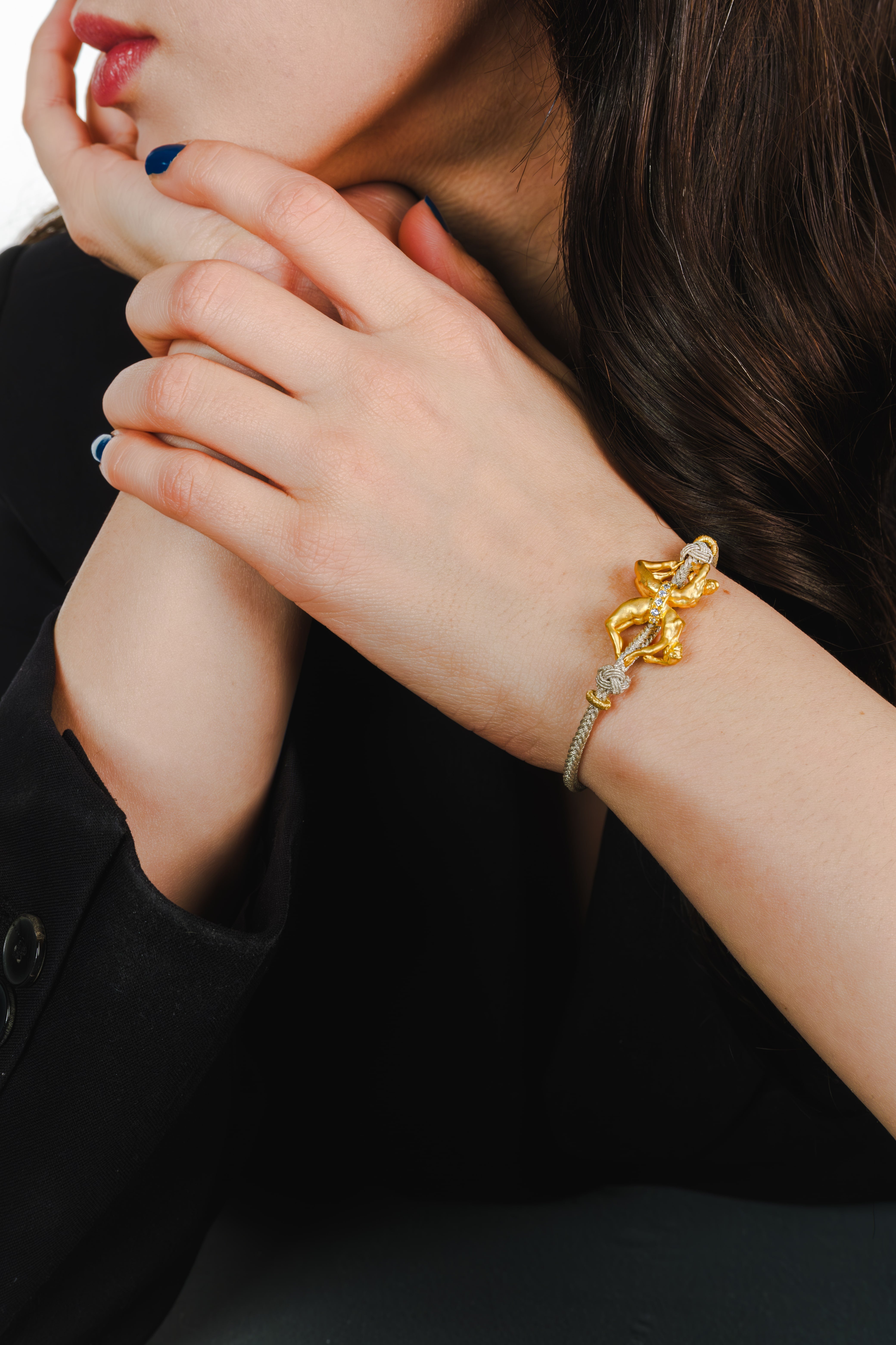 Unity Beige Bracelet with beige rope band and gold plated details