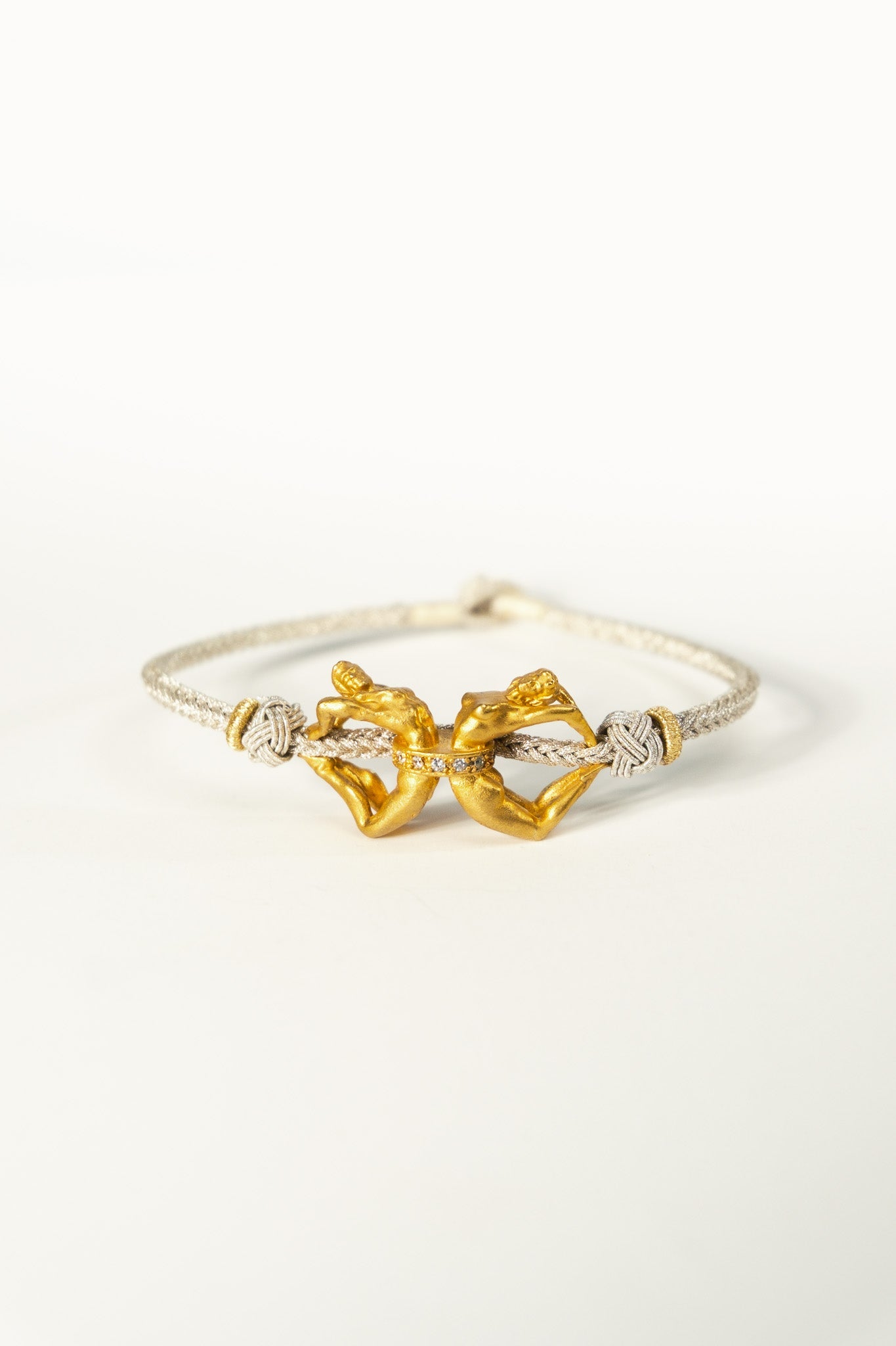 Unity Beige Bracelet with gold plated sculptural figures by Piayuli