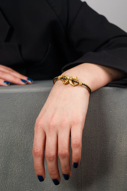 Gold plated rope band on Unity Black Bracelet