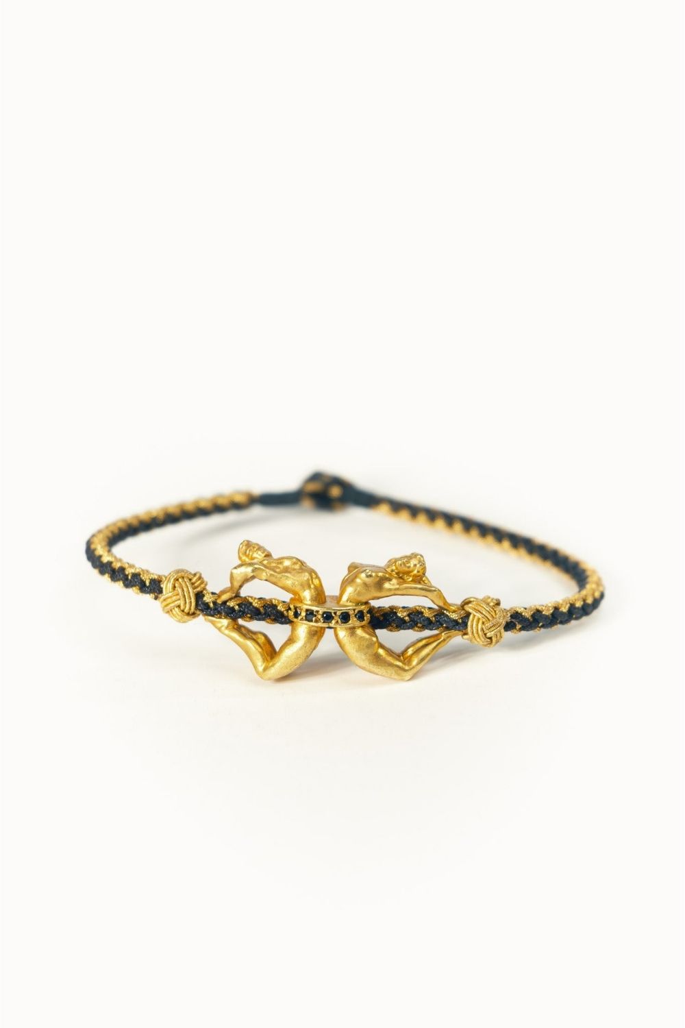 Unity Black Bracelet with sculptural gold plated figures by Piayuli