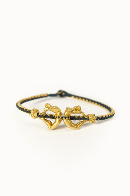 Unity Black Bracelet with sculptural gold plated figures by Piayuli