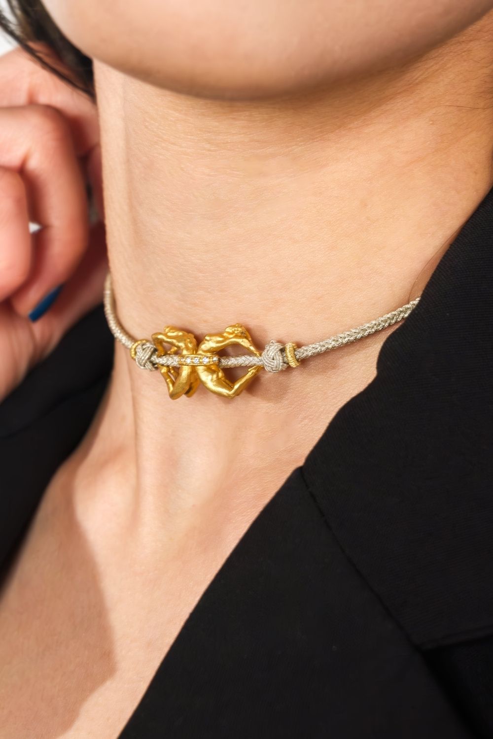 Unity Choker with gold plated rope neckline by Piayuli