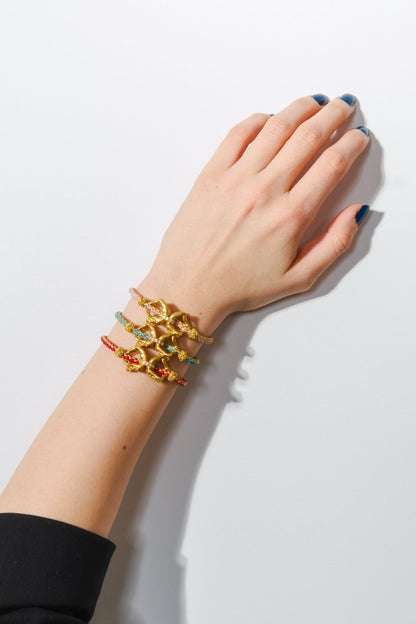 Unity Pink Bracelet handcrafted with 22K gold plated brass figures