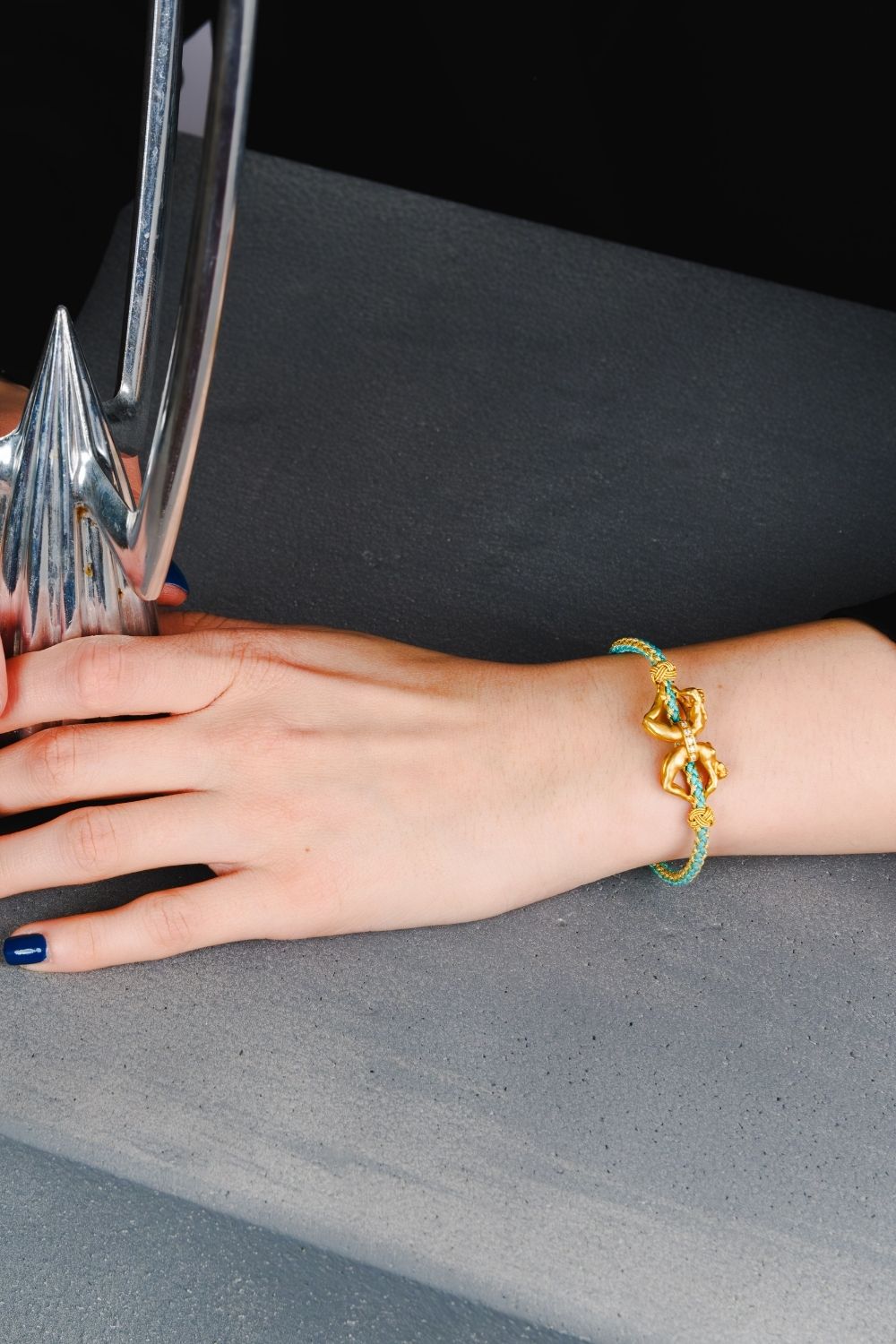 Handmade Unity Turquoise Bracelet crafted with gold plated brass