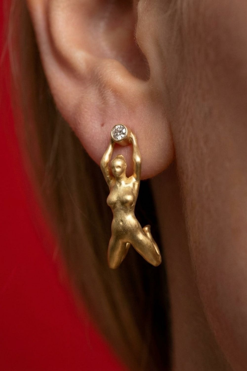 Close-up detail of the Zazel Earrings featuring a 0.10ct zircon