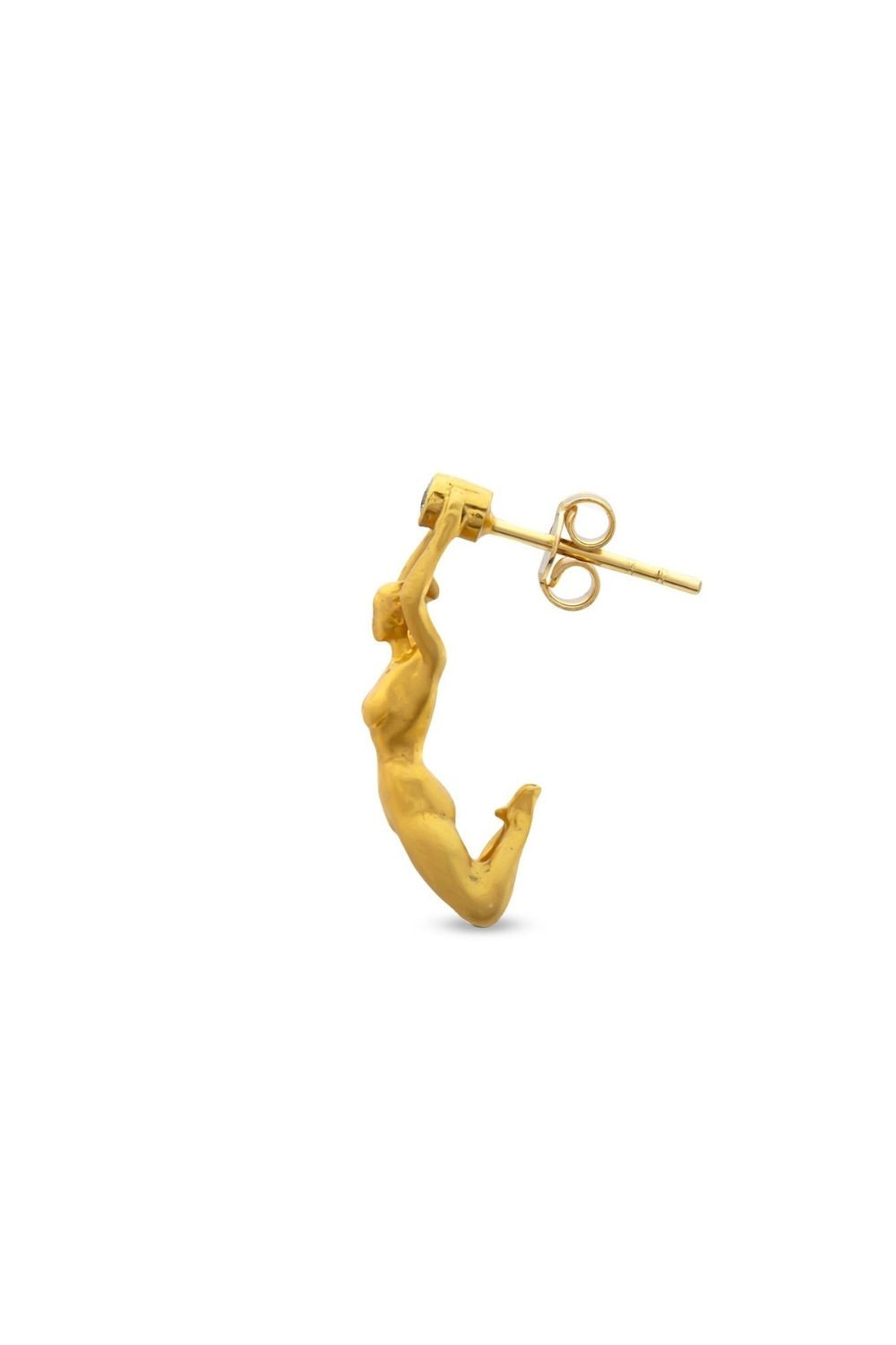 Zazel Earrings featuring a feminine figure holding a symbolic gemstone
